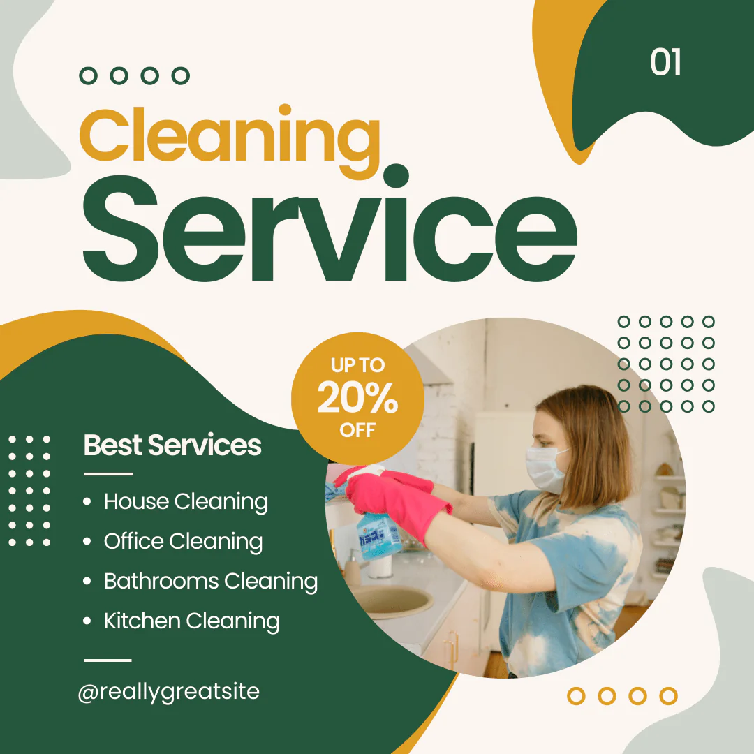 Green and Yellow Modern Cleaning Services Instagram Post